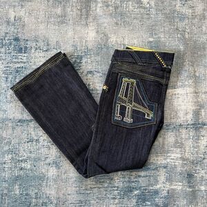 NWT! Girls Passport Dark Wash Embellished Embroidered Bootcut Jeans Size 8